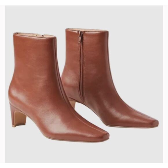 Ann Taylor LOFT Cognac Square Toe Heeled Ankle Booties Size 10 NEW - Picture 2 of 14
